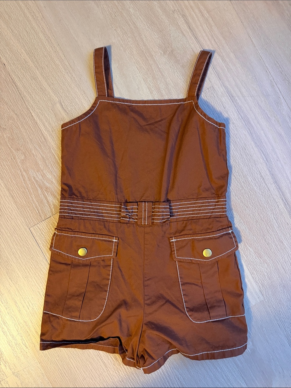 Janie and Jack Brown Belted Cotton Romper One-Piece